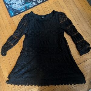 Style & Co Goth Gothic Y2K Black Lace Dress Size large  Dark Fairy